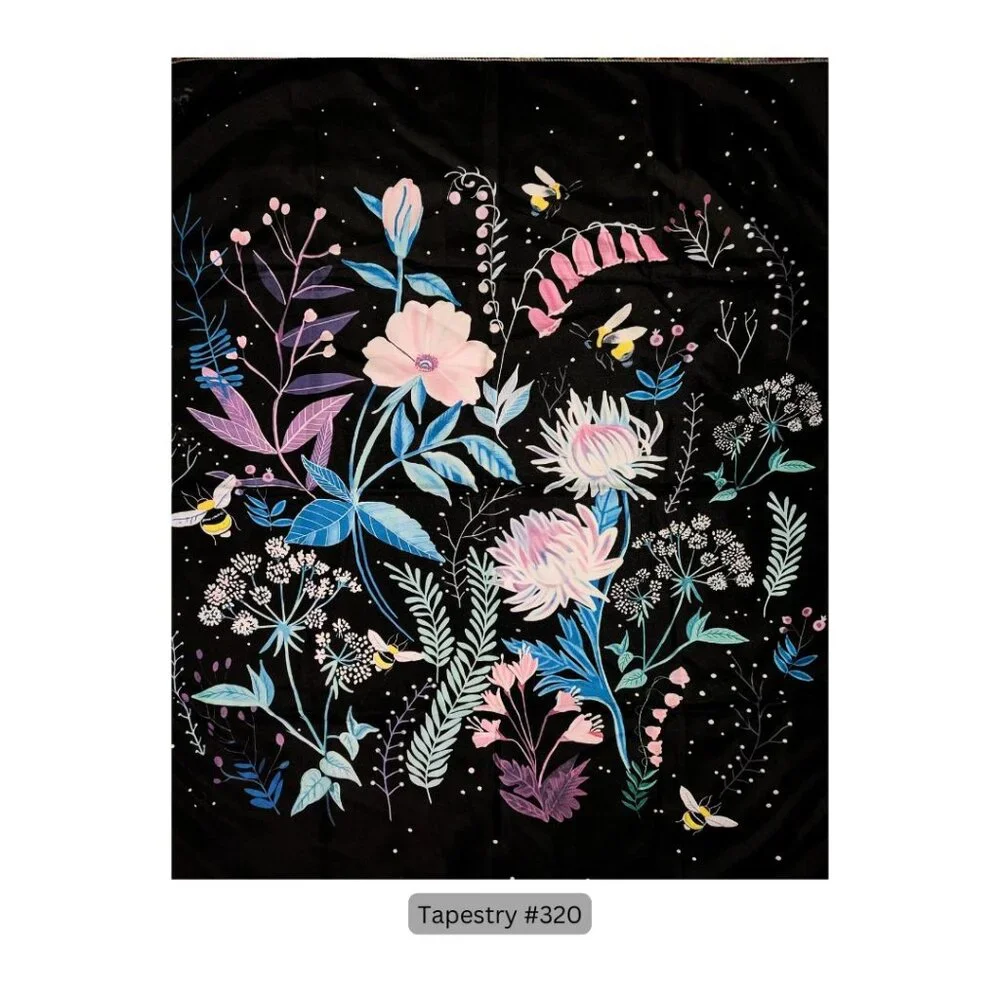 Black Flowers Tapestry Hanging Wall‎ Decor